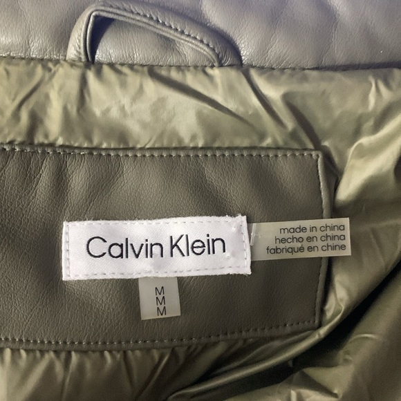 Calvin Klein Green Faux Leather Quilted Coat- NWT - Picture 16 of 17
